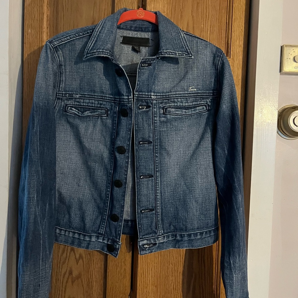 True Religion Jacket Bristol Fitted Jacket Cypress Peak Blue Denim Womens Medium